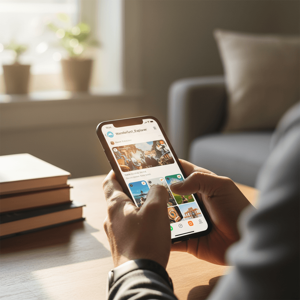 Person using smartphone in everyday setting