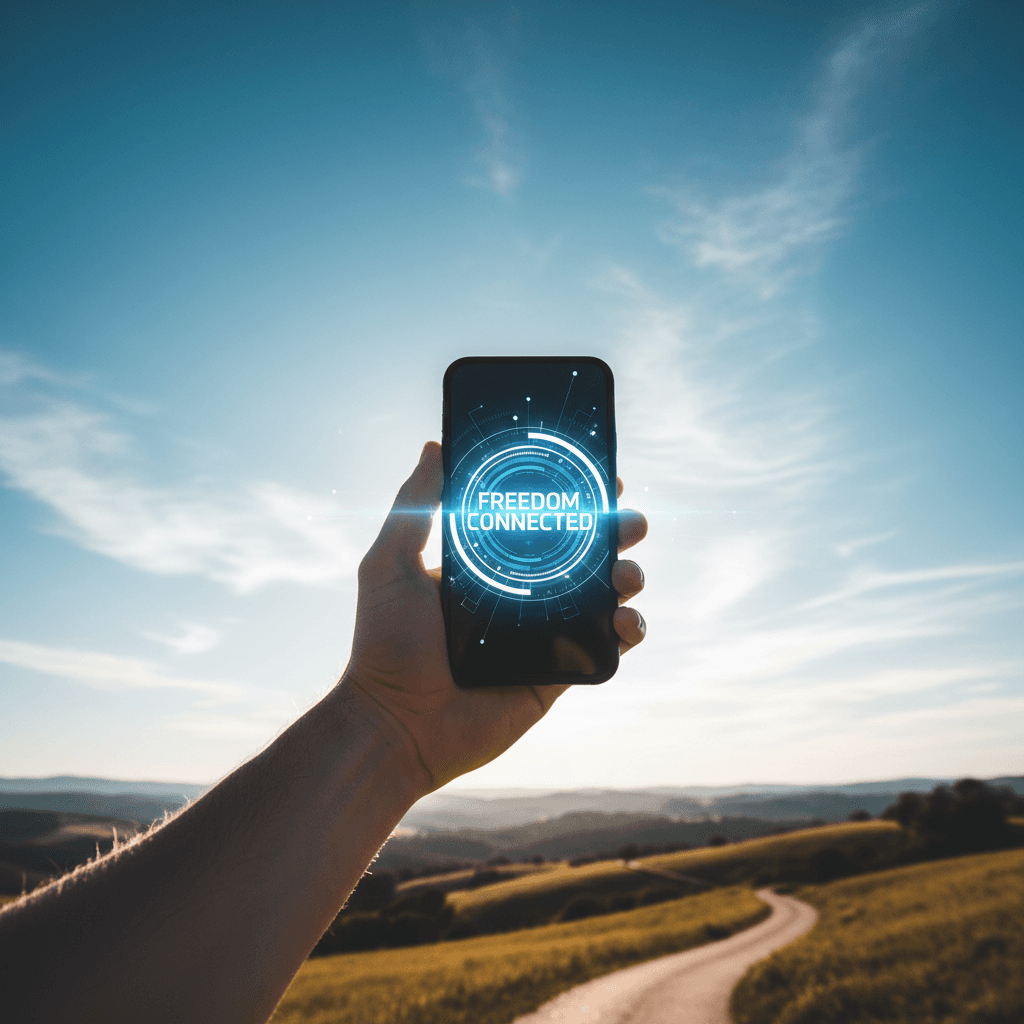 No-Contract Flexibility showing phone in open hand